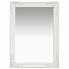Wall Mirror Baroque Style 23.6"x21.5" White