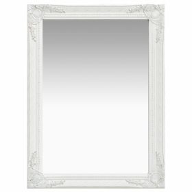 Wall Mirror Baroque Style 23.6"x21.5" White