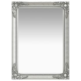 Wall Mirror Baroque Style 23.6"x21.5" Silver