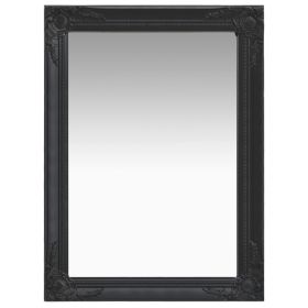 Wall Mirror Baroque Style 23.6"x21.5" Black