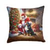 Bernese Mountain Dog and Santa Claus Throw Pillow Machine Washable, Indoor Outdoor Decorative Pillow for Couch, Bed or Patio, 18Hx18W