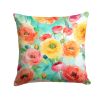 Ranunculus in Watercolor Throw Pillow Machine Washable, Indoor Outdoor Decorative Pillow for Couch, Bed or Patio, 14Hx14W