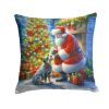 Australian Cattle Dog and Santa Claus Throw Pillow Machine Washable, Indoor Outdoor Decorative Pillow for Couch, Bed or Patio, 14Hx14W