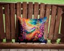 Colorful Snapdragon Throw Pillow Machine Washable, Indoor Outdoor Decorative Pillow for Couch, Bed or Patio, 14Hx14W