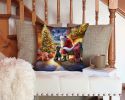 Portuguese Water Dog and Santa Claus Throw Pillow Machine Washable, Indoor Outdoor Decorative Pillow for Couch, Bed or Patio, 14Hx14W