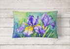 State Watercolor Flowers Throw Pillow Throw Pillow for Indoor Couch Bed Outdoor Patio Washable, Tennessee Iris 1707,12Hx16W