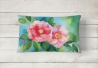 State Watercolor Flowers Throw Pillow Throw Pillow for Indoor Couch Bed Outdoor Patio Washable, Alabama Camellia 1621,12Hx16W