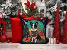 Border Collie Christmas Throw Pillow Machine Washable, Indoor Outdoor Decorative Pillow for Couch, Bed or Patio, 14Hx14W