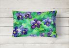 State Watercolor Flowers Throw Pillow Throw Pillow for Indoor Couch Bed Outdoor Patio Washable, Wisconsin Wood Violets 1717,12Hx16W