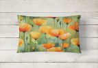 NEW State Watercolor Flowers Throw Pillow Throw Pillow for Indoor Couch Bed Outdoor Patio Washable, California California Poppies 1630,12Hx16W