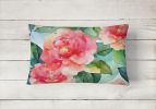 State Watercolor Flowers Throw Pillow Throw Pillow for Indoor Couch Bed Outdoor Patio Washable, Alabama Camellia 1622,12Hx16W