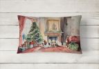 Waiting on Christmas Throw Pillow Throw Pillow for Indoor Couch Bed Outdoor Patio Washable, Basset Hound 1242,12Hx16W