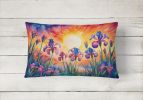 Flowers in Color Throw Pillow Throw Pillow for Indoor Couch Bed Outdoor Patio Washable, Iris,12Hx16W