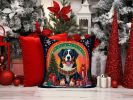 Bernese Mountain Dog Christmas Throw Pillow Machine Washable, Indoor Outdoor Decorative Pillow for Couch, Bed or Patio, 18Hx18W