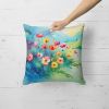 Anemones in Watercolor Throw Pillow Machine Washable, Indoor Outdoor Decorative Pillow for Couch, Bed or Patio, 18Hx18W
