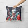 Siberian Husky Christmas Throw Pillow Machine Washable, Indoor Outdoor Decorative Pillow for Couch, Bed or Patio, 14Hx14W